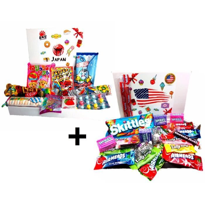 BOX CADEAU JAPONAIS + AMERICAINE bonbons americains bonbon americain EUR  32,70 - PicClick FR