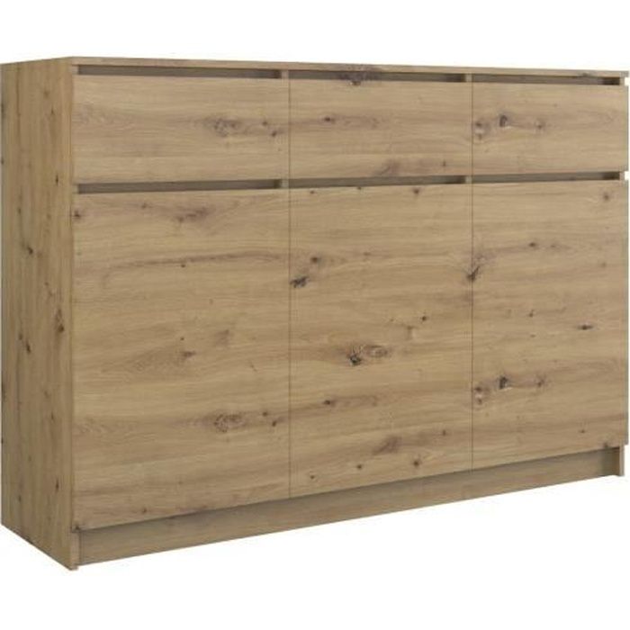 Parme Commode Contemporaine 120x40x97 3 Portes 3 Triroirs