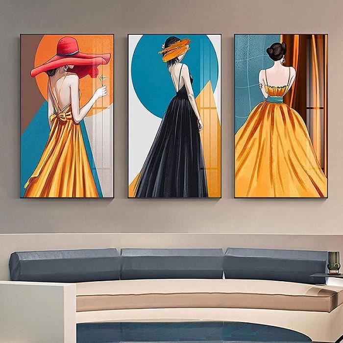 ZMFBHFBH Tableaux Muraux Modernes pour Salon Style Abstrait Peinture sur  Toile Art Mural Affiches et Impressions Nordiques Décoration 80x125cm  (32x49in) avec Cadre : : Autres