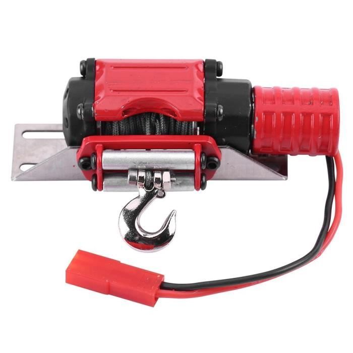Tbest Treuil Métal RC 1/10 – Mini Treuil Électrique Rouge Avec Câble Nylon – Compatible SCX10, D90, D110, TF2, KM2