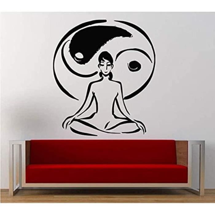 Amovible Yoga Lotus Méditation Sticker Mural Yin Yang Symbole Sticker