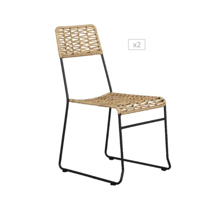 Lot de 2 chaises MASSA en résine tressée coloris naturel Lot de 2 chaises MASSA en résine tressée coloris naturel
