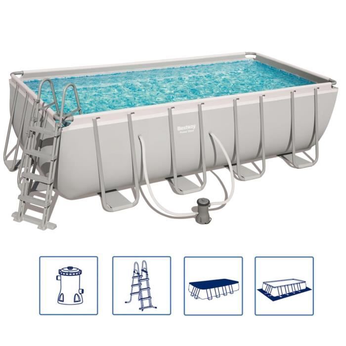 Bestway Jeu De Piscine Power Steel Rectangulaire 4x244x122 Cm Cdiscount Jardin