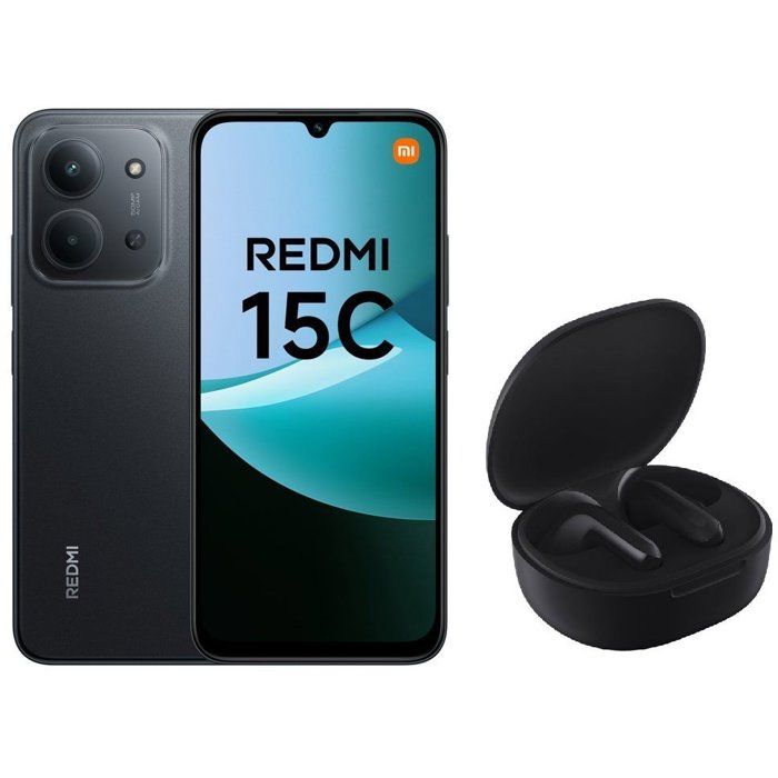 Xiaomi Redmi 15C RAM 4Go Stockage 256Go Noir Minuit Version Française + Écouteurs Sans Fil Xiaomi Redmi Buds 4 Lite Noir