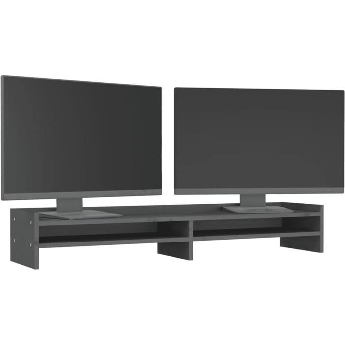 Support Moniteur EXERZ Avec Tiroirs - Organiseur Bureau Fil Métallique Jusqu'à 15kg Noir