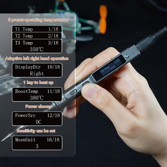 Kit de fer à souder électrique numérique Type-C 8-15W
