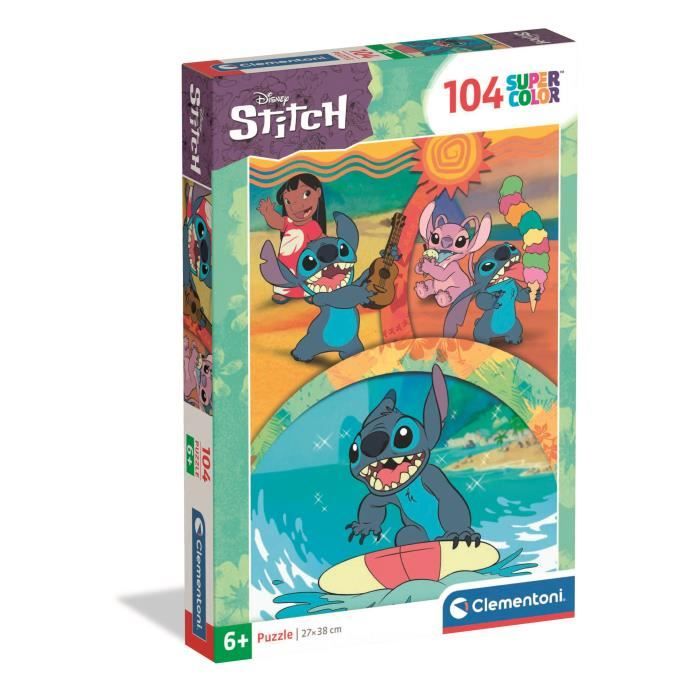 Clementoni - Stitch - Puzzles 104 Pièces Super - Puzzle enfant - Dès 6 ans - 38x27cm