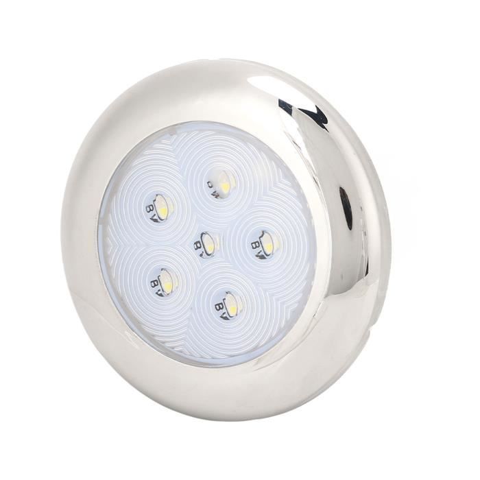 Plafonnier LED 12V Dioche – IP65, 6 LEDs, Inox 316, Pour Bateau, Camping-car, Van