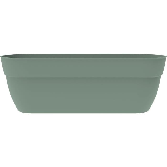 EDA Jardinière Basse Osaka 38 L - avec Barre Métallique de Renfort - 77,3 x 30,7 x H.25,9 cm - Vert 
