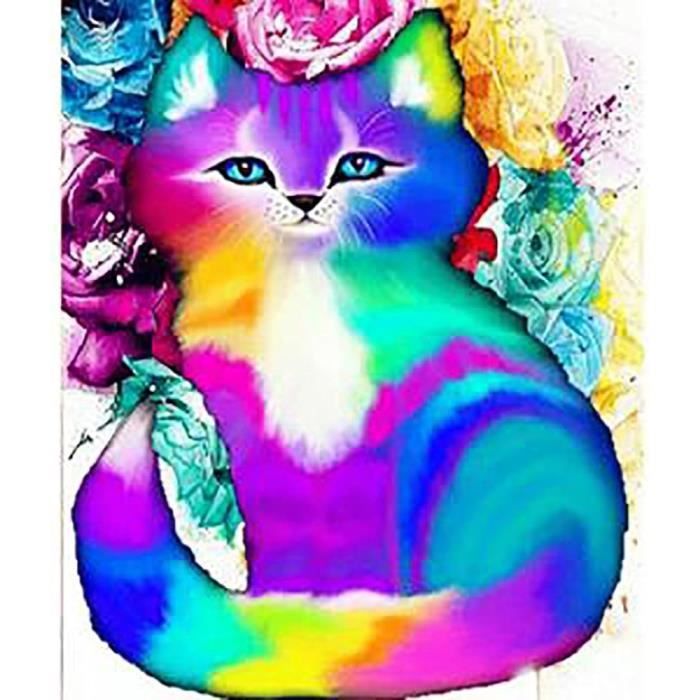 Kit Diamant Peinture 5D Chat RICUVED - 30x40cm, Strass Ronds Brillants, Pour Adultes Débutants, Déco Murale