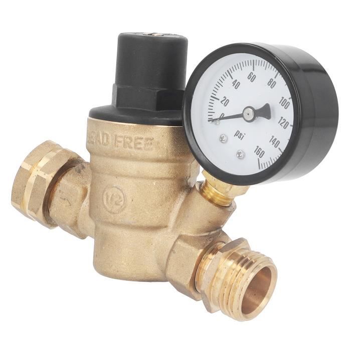 Régulateur Pression Eau Réglable Avec Manomètre – Réducteur Pression Irrigation 2 Voies – Robinet Fileté G3/4