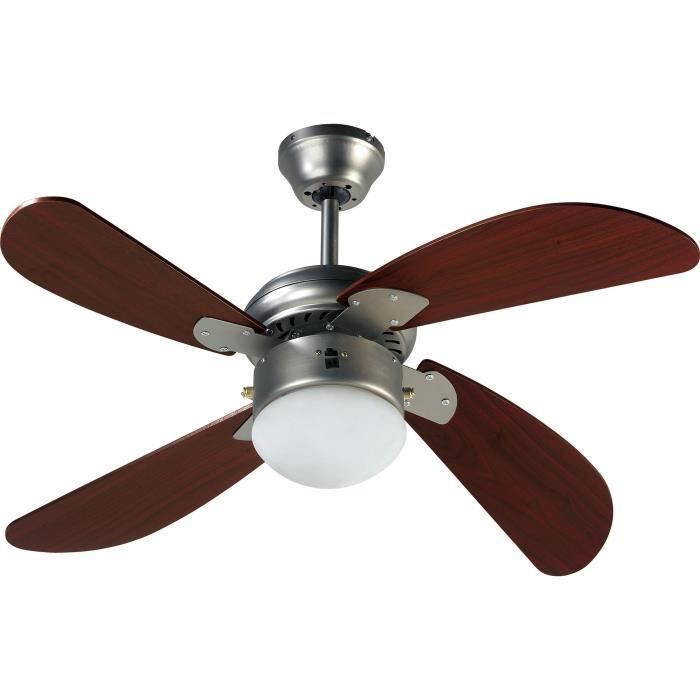 Farelek Hawai O 107 Cm Ventilateur De Plafond Reversible 4 Pales Couleur Acajou Eclairage 1 Globe 60w E27 112424 Achat Vente Ventilateur De Plafond Hawai Ventilateur Plafond Cdiscount