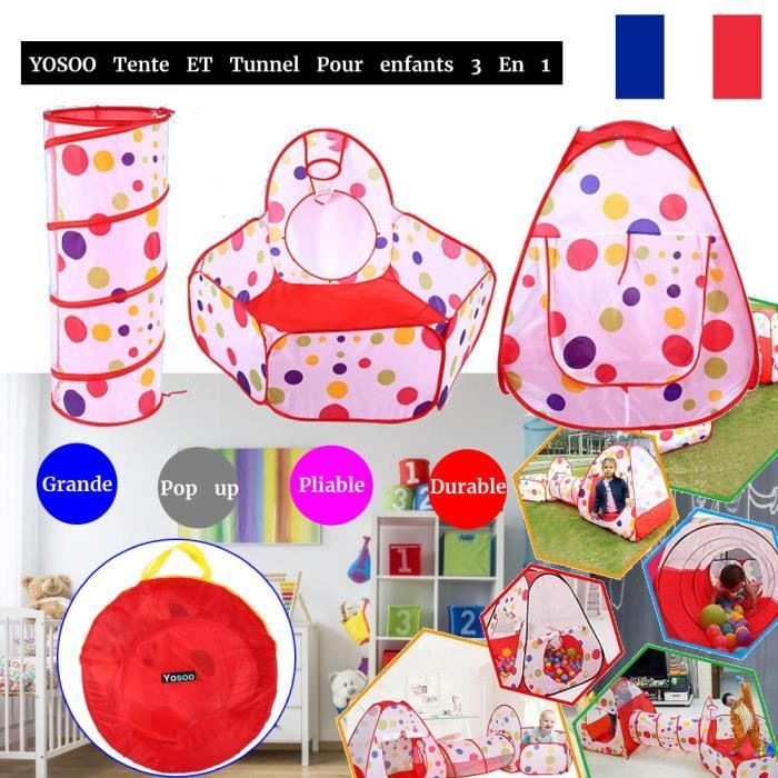 Benebomo Tente de jeu pour enfants et tunnel, tente de jeu 3 en 1 pour enfants