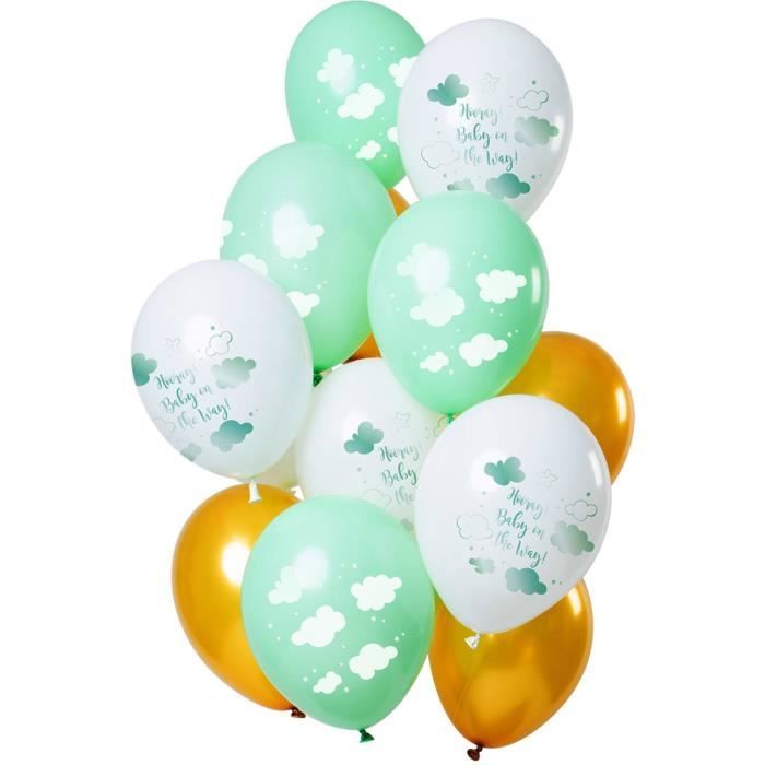 Folat Ballons Bebe En Route 30 Cm Latex Vert Blanc 12 Pieces Cdiscount Maison