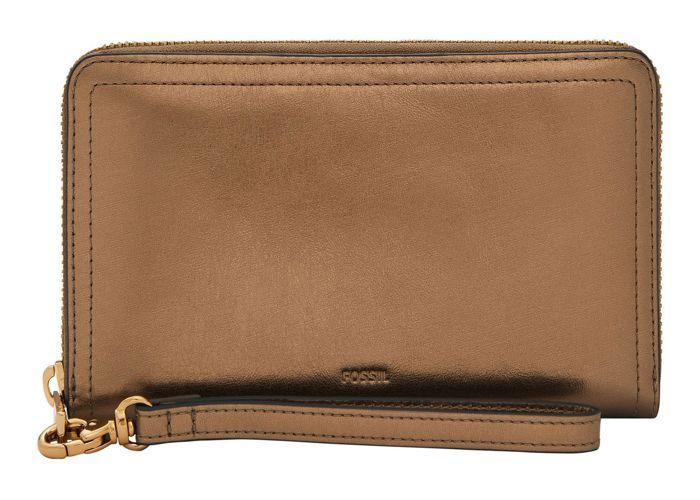 FOSSIL Porte-monnaie bronze pour femme Logan RFID Zip Around