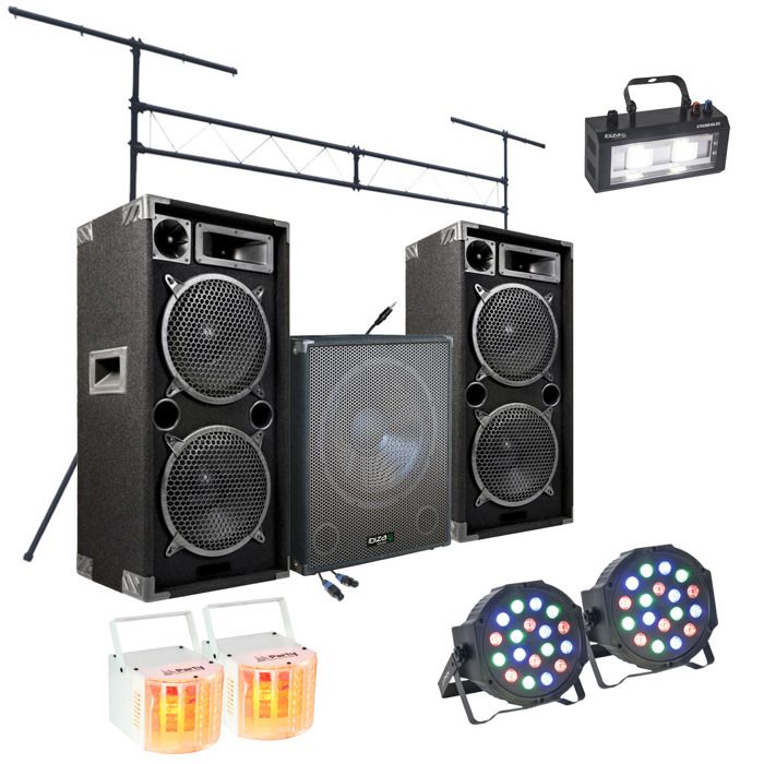 Pack Lumière DJ - 4 Effets Derby LED + Portique Réglable SL002 (hauteur 140-335 Cm) Pour Soirée, Mariage, Club