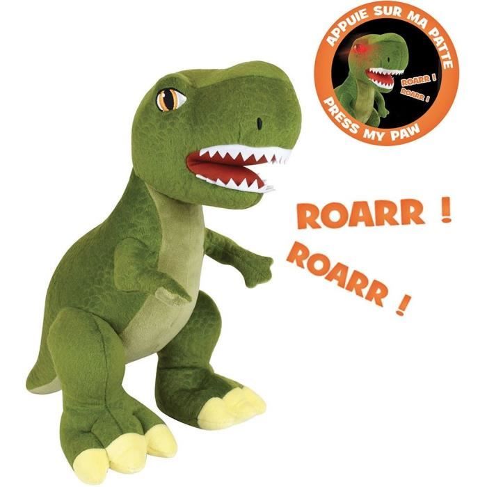 jemini les jeminosaures peluche dinosaure sonore et lumineuse tyrannosaur trex +/- 32cm