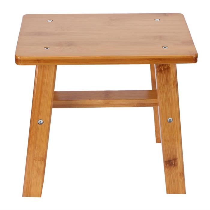 Yoassi Tabouret Bas en Bamboo Naturel avec Etagère de Rangement pour Enfants et Adultes (S