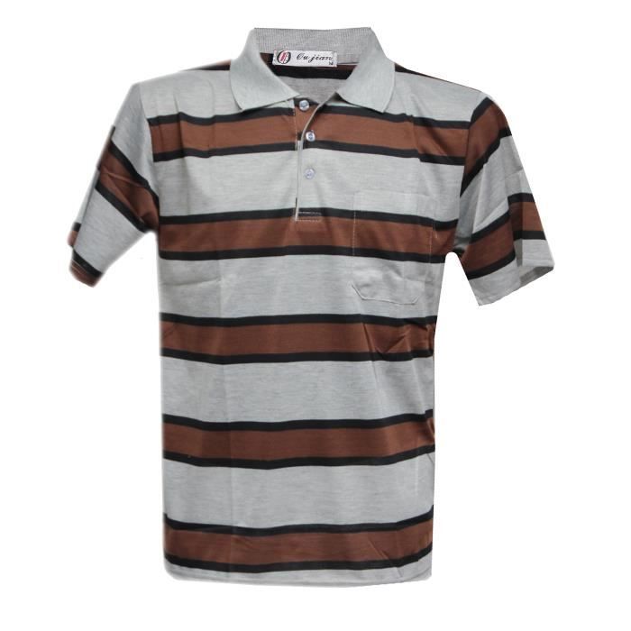 Polo Homme D Ete A Rayures Mimo Marron Cdiscount Pret A Porter