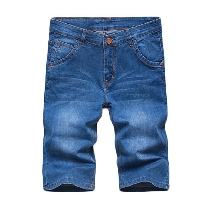 Bermuda (pantacourt) Jeans Armor Lux Taille 44 - Bleu Stretch, Fente Sur Le Côté - Occasion Très Bon état
