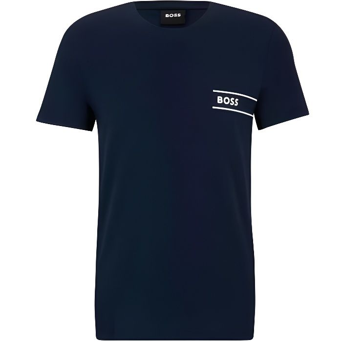 T shirt - Boss - Homme - RN logo - Bleu - Coton