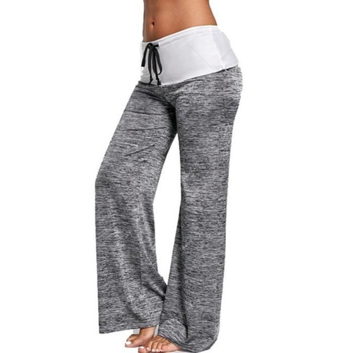Pantalon Femmes d ete Marque Large et Sexy Gris Pantalon de Sport Yoga Gris Gris Cdiscount Sport