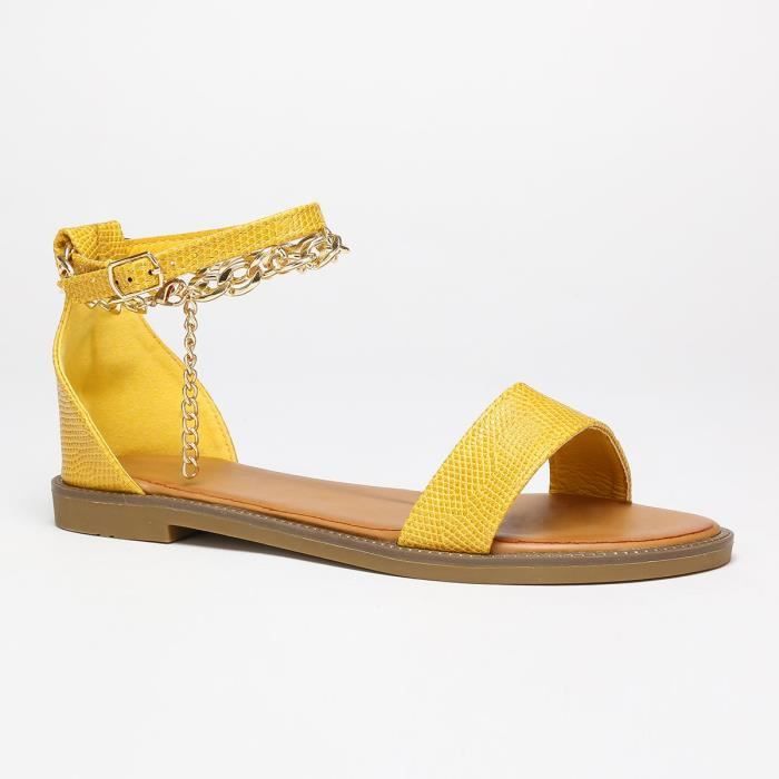 sandales compensées jaune