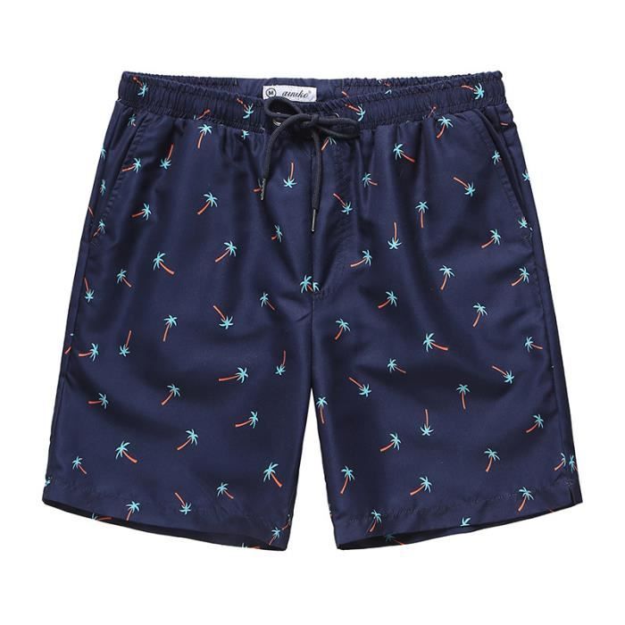 Short de bain Homme avec doublure filet Taille elastiquee Sechage rapide Imprime
