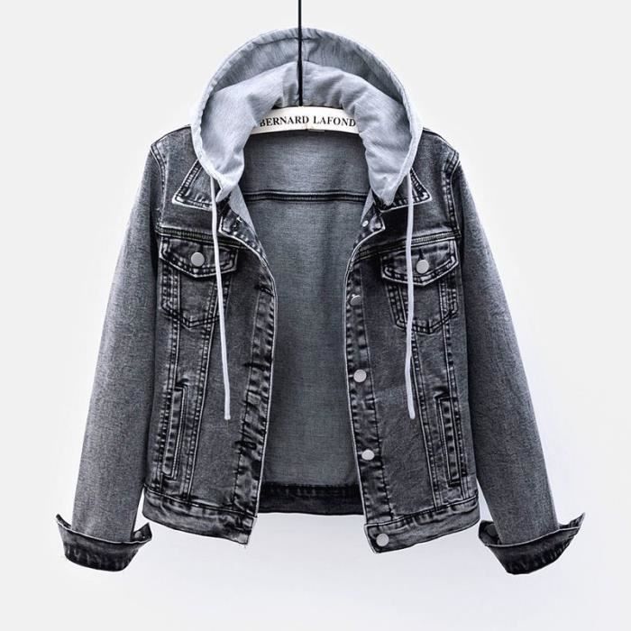 Veste jean a capuche femme online