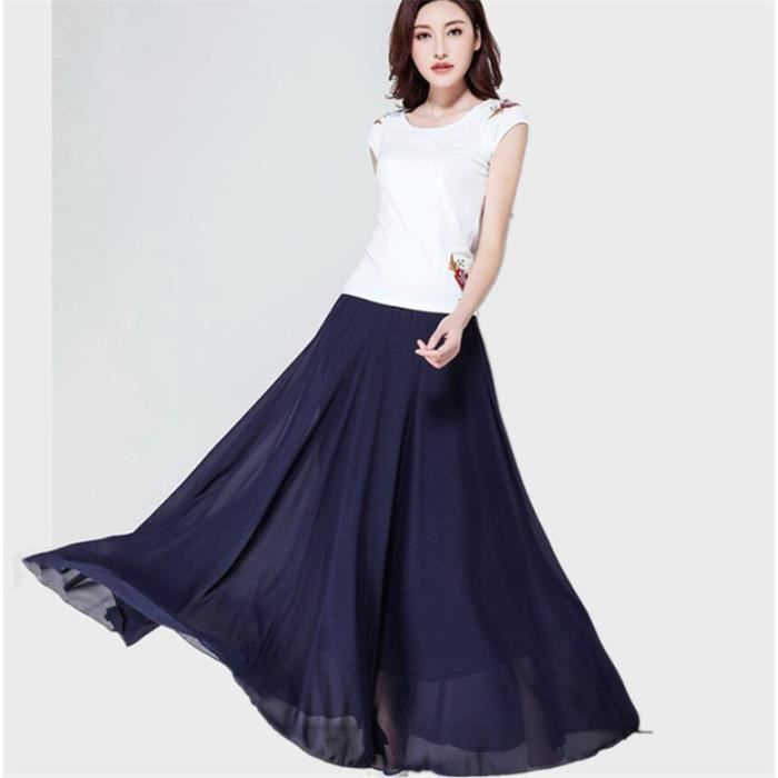 Jupe Longue Femmes Taille élastique Plis Trapèzes Légère - France