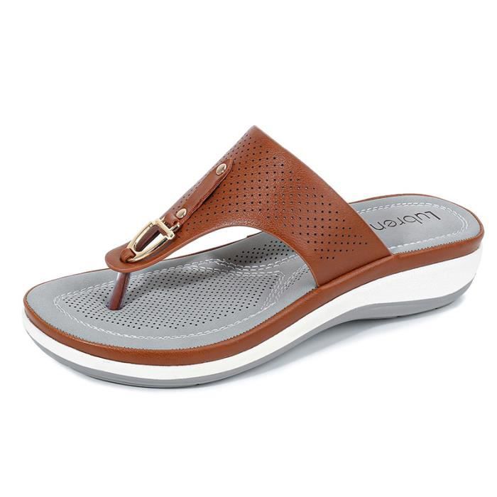 Tongs femme sales cuir