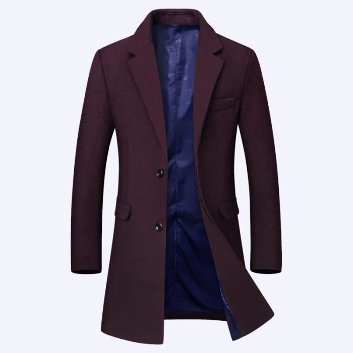 Caban Homme en Laine M lang e Mi Longue Business Col revers Chaude