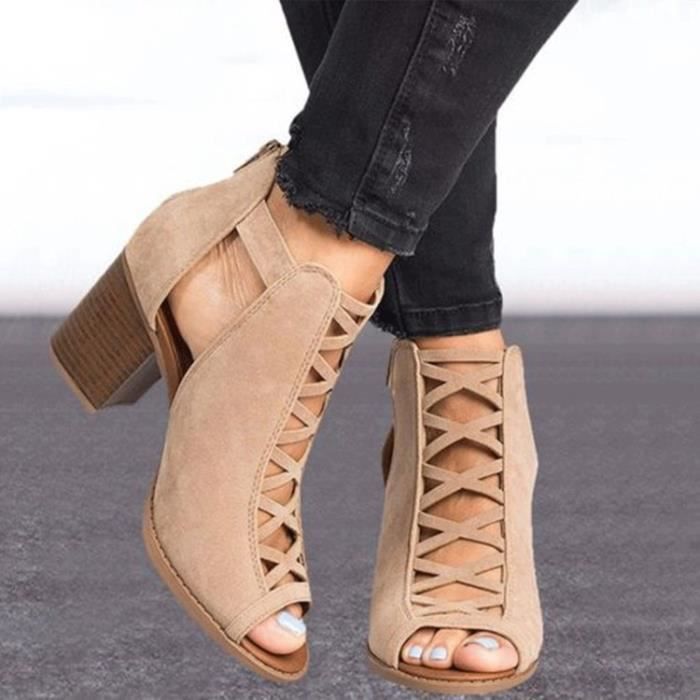Escarpins Sandales Super Mode – Taille 38, Simili Cuir Noir, Talons Hauts