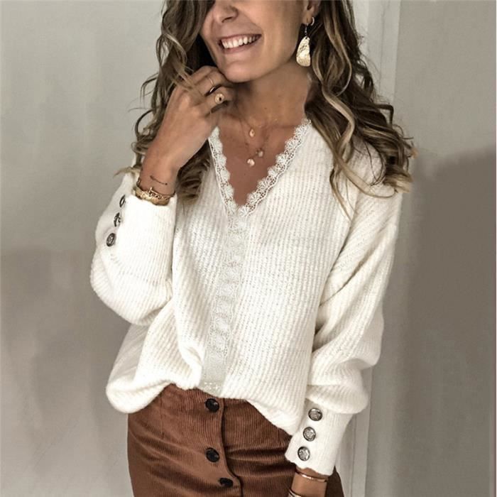 Pull leger col v femme outlet