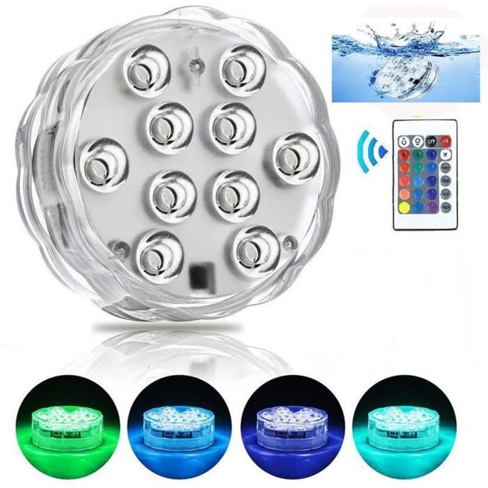 Lumière LED Submersible Pour Piscine - 16 Couleurs, Télécommande, étanche IP68, Rechargeable !