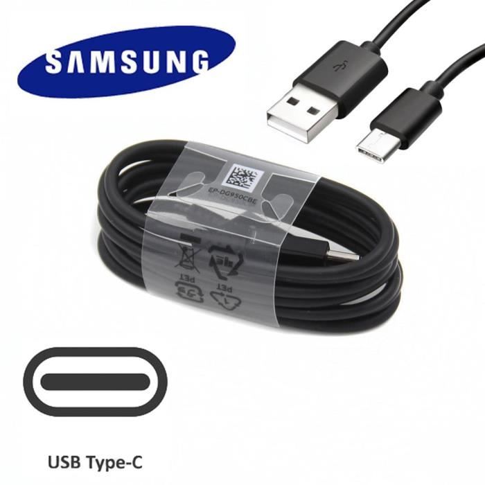 Cable Chargeur Usb Type-C Cordon Charge Rapide Original Samsung EP-DN930CBE Pour Galaxy A10e A20 A40 A50 NOIR