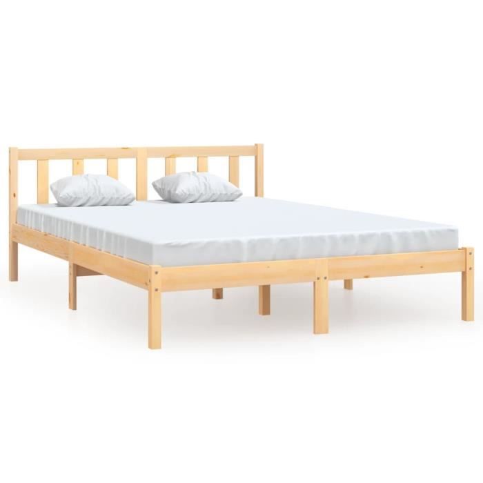 Cadre de lit en bois de pin massif 160x200 cm - SALALIS - SP123242