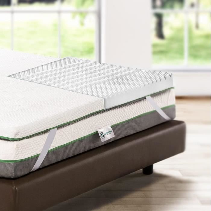 Surmatelas Mousse Viscoélastique à Mémoire De Forme 4cm - 120x180x4 Cm, Réversible Été/Hiver, Fabrication Espagnole