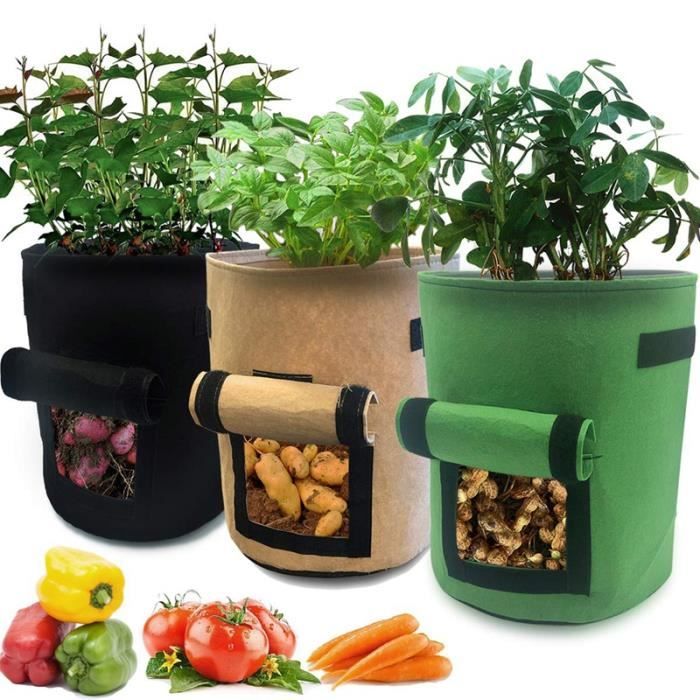 3 Sacs De Culture De Pommes De Terre De Jardin Pots De Jardin Avec Rabat Et Poignee Tissu Non Tisse Respirant Boite De Culture Achat Vente Jardiniere Bac A