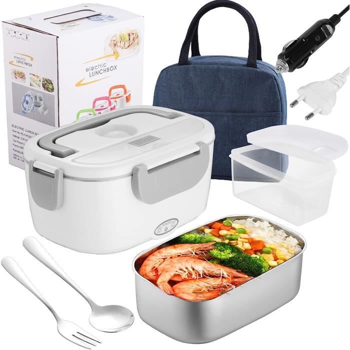 Boîte à Lunch électrique 60W – 12V/24V/220V – 1.8L – Inox 304 – Verte Et Bleue – Chauffe-plats Pour Voiture