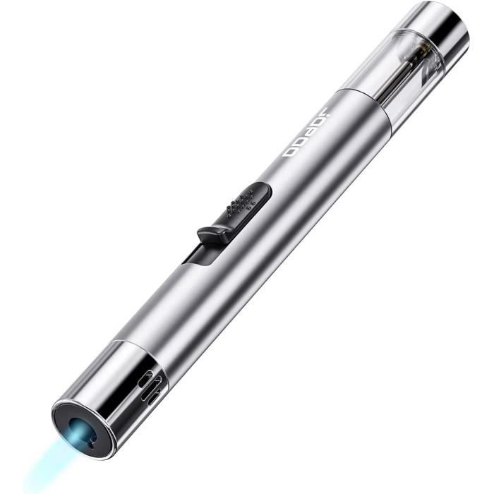 Pack De 2 Briquets Jet Flamme Coupe-Vent Rechargeables Long Bâton - Noir Et Bleu - Pour Bougies, Barbecue, Camping (Sans Gaz)