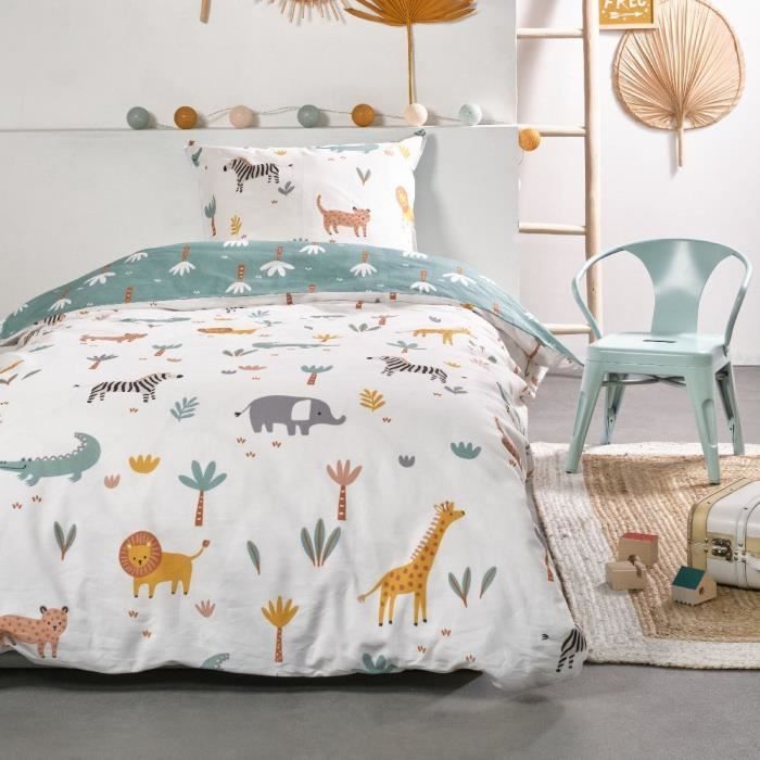 Parure de lit TODAY - housse de couette 140x200 + 2 taies d'oreiller 63x63 - 1 personne - HAPPY #4.5