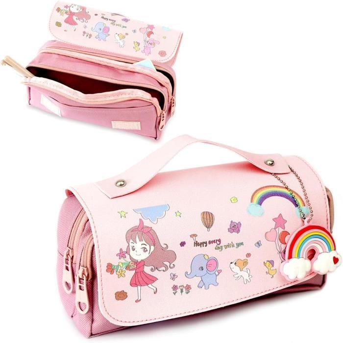Trousse à Crayons Fraise 3 Compartiments - Grande Capacité, étanche, Pour école Ou Bureau