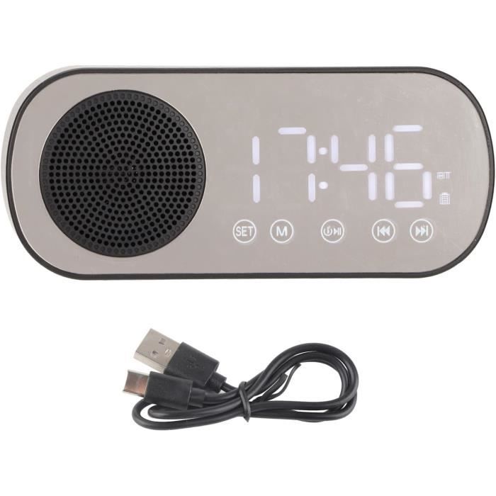 Radio Réveil Numérique en Bois avec Radio FM,Station de Charge sans fil