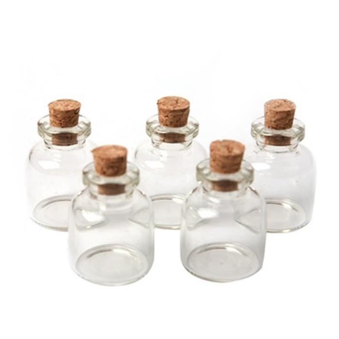10 Fioles en forme de mini bouteille en verre conteneur flacon avec bouchon
