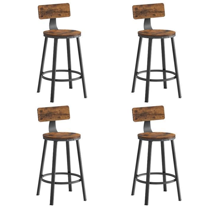 vasagle  chaises de bar, tabourets hauts, avec dossier, siège de cuisine