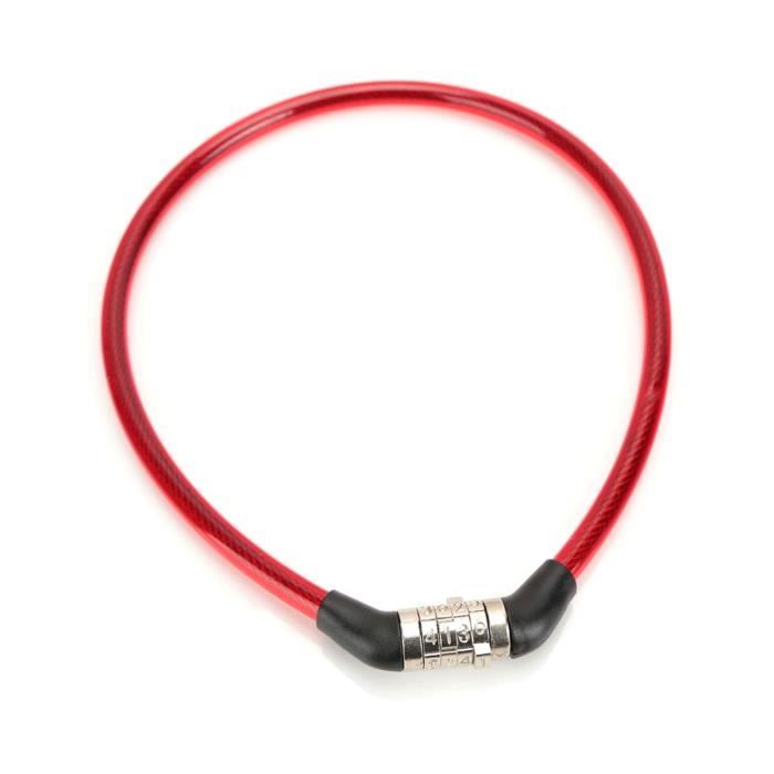 Câble Antivol à Combinaison Pour Vélo – 4 Chiffres Réinitialisables – Haute Sécurité – Longueur 4ft – Couleur Rose