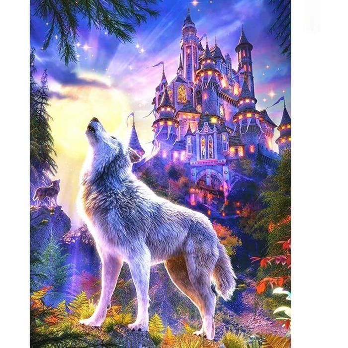 Kit Peinture Par Numéros Adulte - Loup Qui Rugit Sur Toile - Animaux Sauvages - Peintures Acryliques Non Toxiques - Cadeau Créatif & Déco