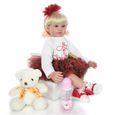 RUMOCOVO® Reborn poupée 60 cm Silicone doux réaliste princesse poupée avec cheveux blonds filles cadeau de noël bambin jouets-1