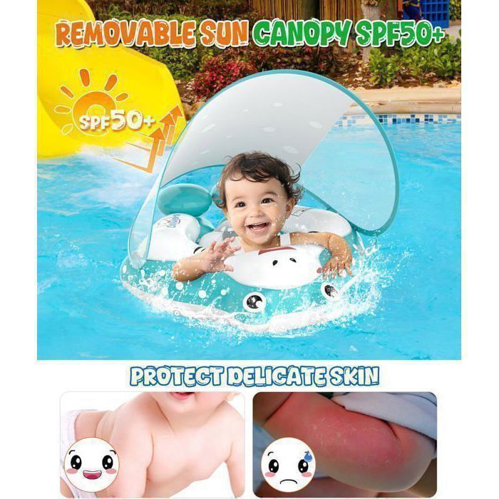 Flotteur Bébé Gonflable Avec Auvent Solaire - Anneau De Piscine Enfant